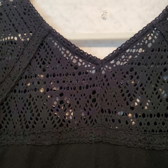 Free People Crochet Black Mini Dress XS - Picture 9 of 10
